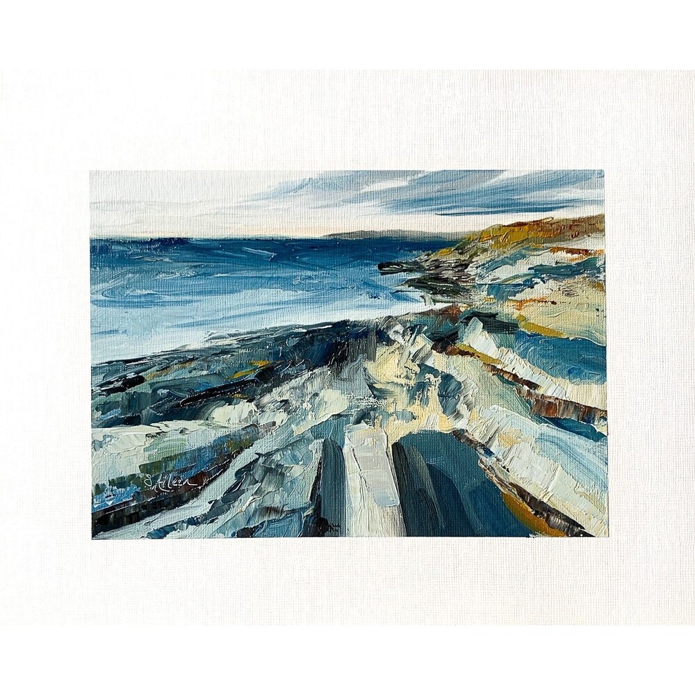 8x10 Original Seascape Oil Painting Ocean Impressionist Rocky Shore Coast Signed